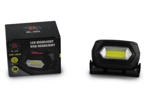 Налобний ліхтар BL 203 COB USB CHARGE | Ліхтарик на голову на акумуляторі | Світлодіодний ліхтар на лоб