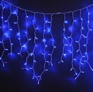 Xmas гірлянда 200 LED 3.3Line Short curtain (Сосульки/Бахрома) Синя 10 м*1.5 м Ул. соїд. чорний