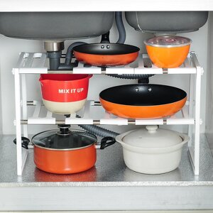 Регульована кухонна полиця для зберігання, 38-70 см, полиця для зберігання KITCHEN RACK | Кухонний органайзер