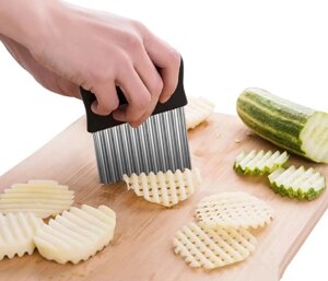 Слайсер из нержавеющей стали для картофеля | Волнистый нож для резки теста, овощей, фруктов