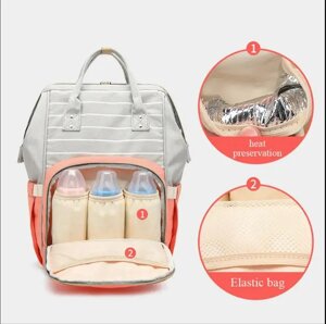 Сумка-рюкзак для мам TRAVELING SHAR сірий у смужку | Вулична сумка багатофункціональна для мам і малюків