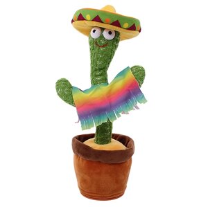 Танцюючий співаючий мексиканський кактус у горщику | Іграшка кактус-повторюшка | Інтерактивна м'яка іграшка