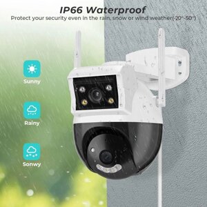 Вулична водонепроникна WIFI камера нічного бачення PTZ 8MP IP66, ICSEE | Вулична відеокамера