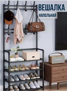 Вішалка для одягу в передпокій із полицями для взуття New simple floor clothes rack | Меблі для зберігання одягу