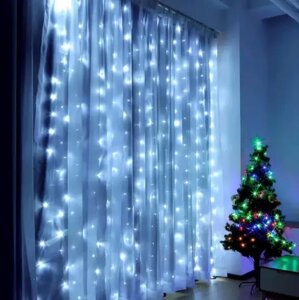 Xmas гірлянда LED (Водоспад 3 м * 2 м) 320-W Біла | Новорічна гірлянда на вікно | Гірлянда-штора