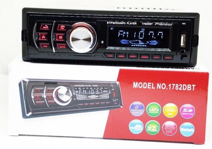 Автомагнітола 1DIN MP3 1782DBT (1USB, 2USB-зарядка, TF-card, Bluetooth, зйомна панель), Магнітола в машину від компанії Show Market - фото 1