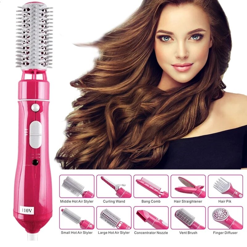 Багатофункціональний фен 10 в 1 Hair Styler 87010, Стайлер для випрямлення та завивання волосся Рожевий від компанії Show Market - фото 1