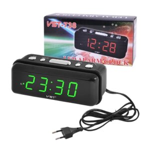 Годинник VST-738 зелені | Електронний будильник | Світлодіодні цифрові годинник