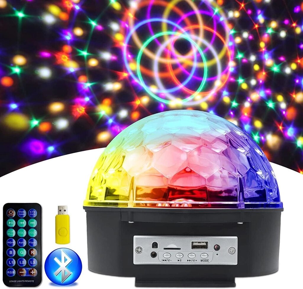 Диско куля Magic Ball Music MP3 плеєр з bluetooth, Світломузика з bluetooth і пультом, RGB світильник від компанії Show Market - фото 1