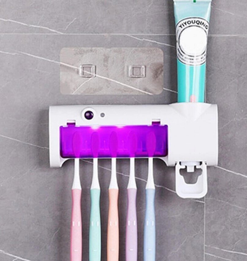 Диспенсер для зубної пасти та щітки автоматичний Toothbrush sterilizer, УФ стерилізатор для зубних щіток від компанії Show Market - фото 1