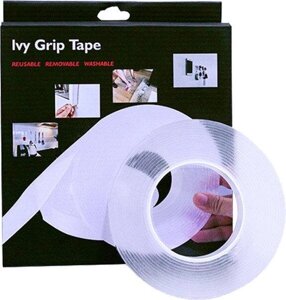 Двостороння клейка стрічка Lvy Grip Tape 3 метри, Багаторазова кріпильна стрічка Ivy Grip Tape