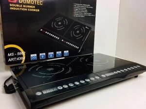 Електроплита склокерамічна Domotec MS-5862 2 конфорки | Настільна плита 2000 W | Плита із склокераміки