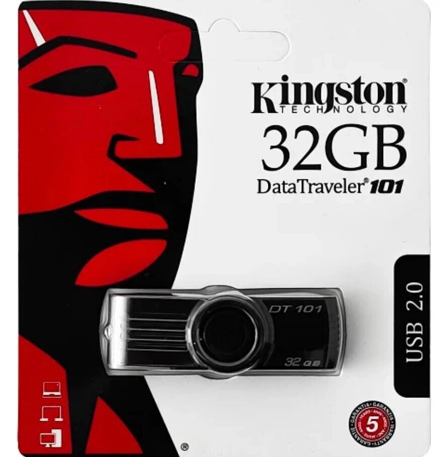 Флеш-накопичувач USB 32Gb Kingston DT101 Чорний, Флешка для ПК від компанії Show Market - фото 1