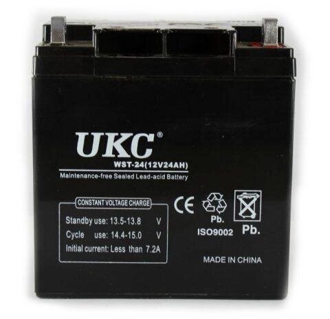 Герметичний кислотно-свинцевий акумулятор UKC BATTERY 12V, 24А, акумуляторна батарея від компанії Show Market - фото 1