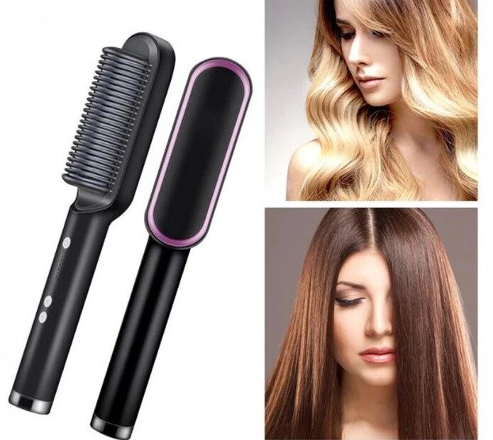 Гребінець-випрямляч для волосся Чорна Hair Straightener HTQ-909, Електрична гребінець від компанії Show Market - фото 1