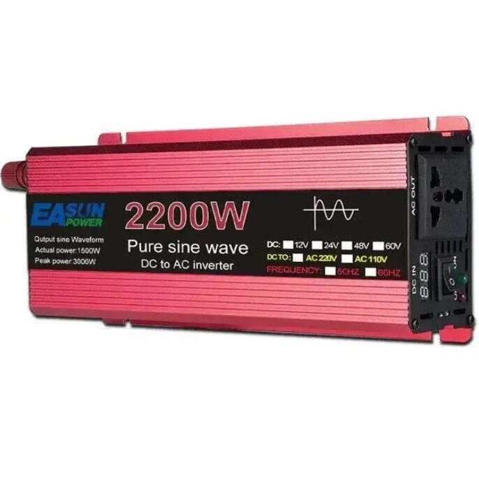 Інвертор напруги чиста синусоїда з 12V на 220 V 2200 W, Підвищувальний перетворювач, Інвертор для котла від компанії Show Market - фото 1