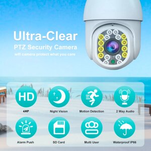 Камера відеоспостереження PTZ Q9 WIFI 4MP | Вулична Камера з Віддаленим Доступом
