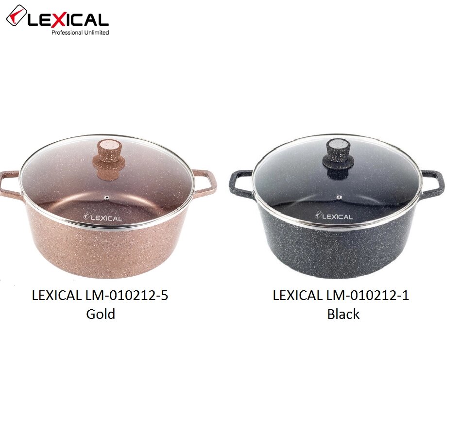 Каструля LEXICAL LM-010212 (Black, Golden), Каструля з антипригарним покриттям від компанії Show Market - фото 1