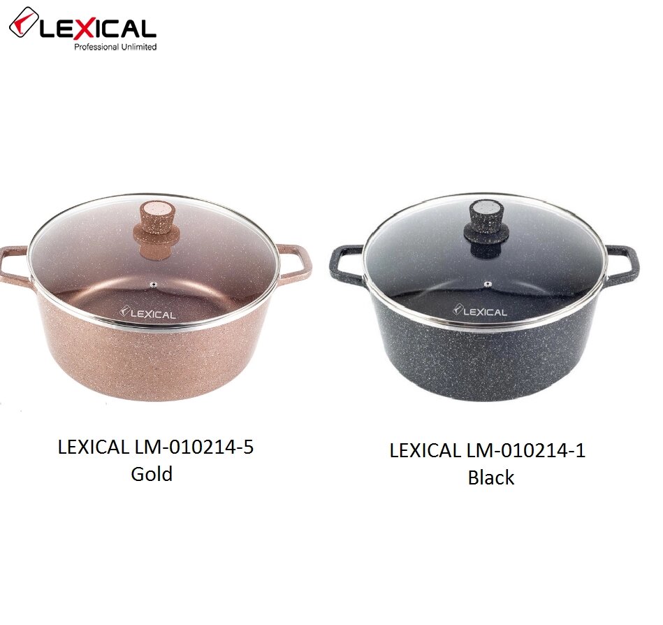 Каструля LEXICAL LM-010214 (Black, Golden), Каструля з антипригарним покриттям від компанії Show Market - фото 1