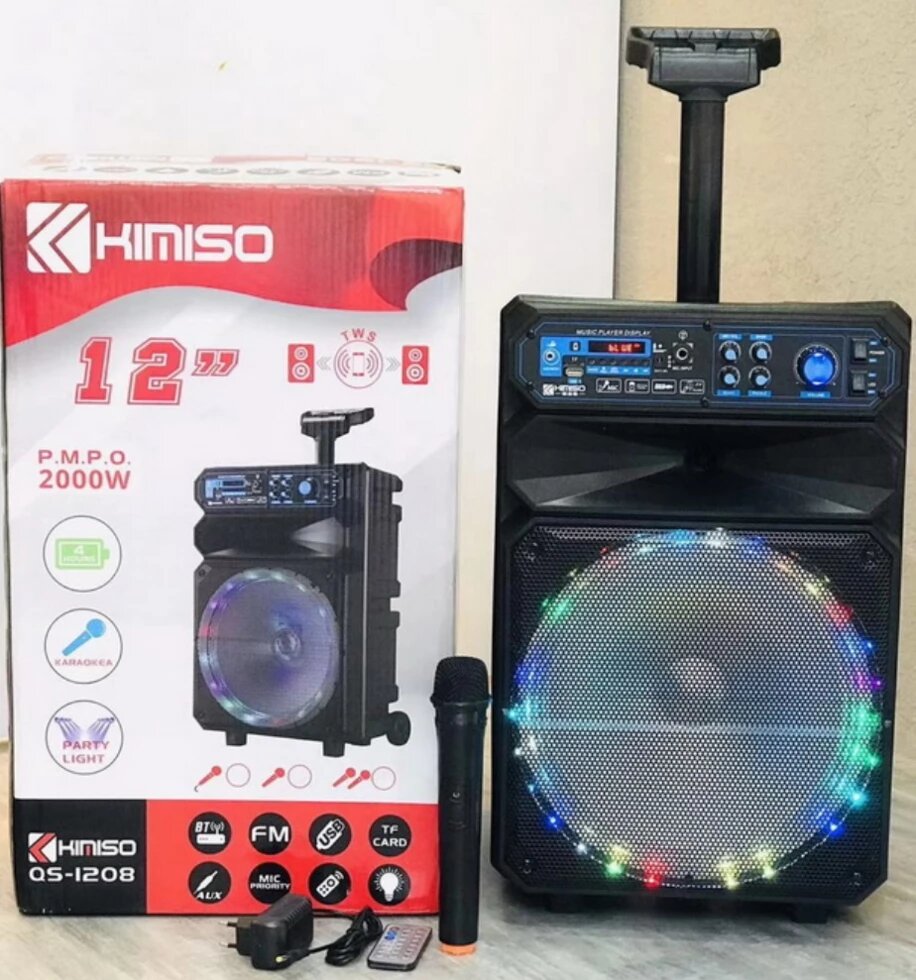 Колонка портативна акустична KIMISO QS-1208 BT (12"BASS), Блютуз колонка, Колонка для музики від компанії Show Market - фото 1