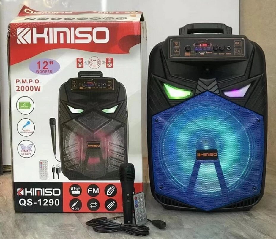 Колонка портативна акустична KIMISO QS-1290 BT (12"BASS), Блютуз колонка, Колонка для музики від компанії Show Market - фото 1