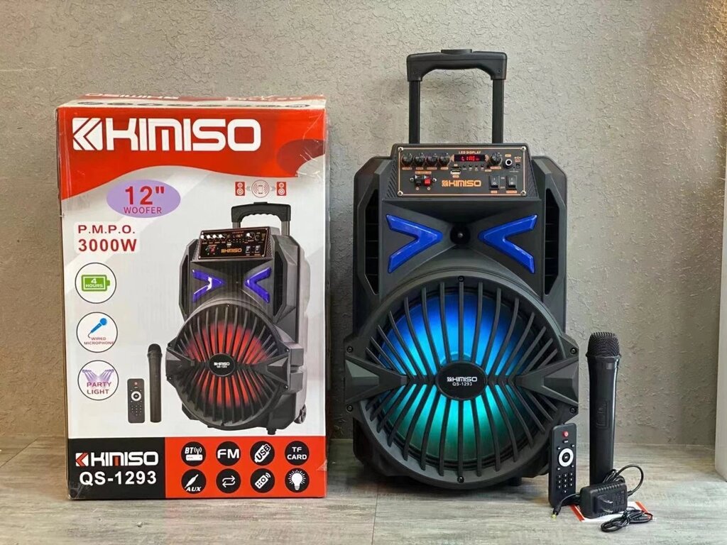 Колонка портативна акустична KIMISO QS-1293 BT (12"BASS), Блютуз колонка, Колонка для музики від компанії Show Market - фото 1