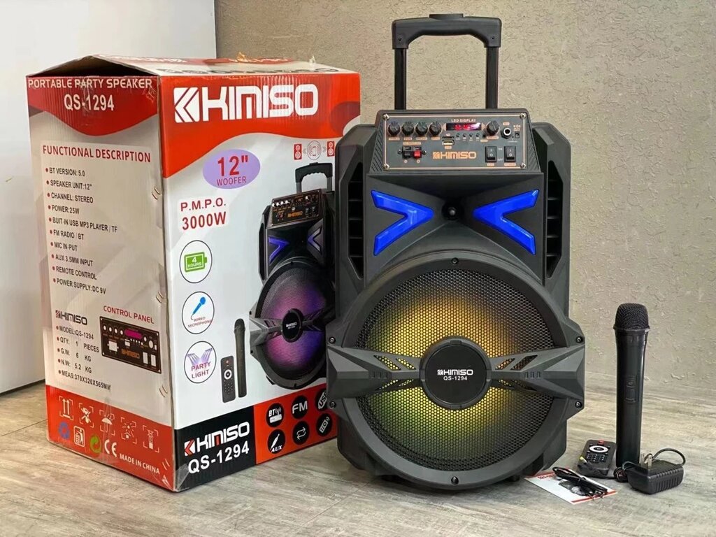 Колонка портативна акустична KIMISO QS-1294 BT (12"BASS), Блютуз колонка, Колонка для музики від компанії Show Market - фото 1