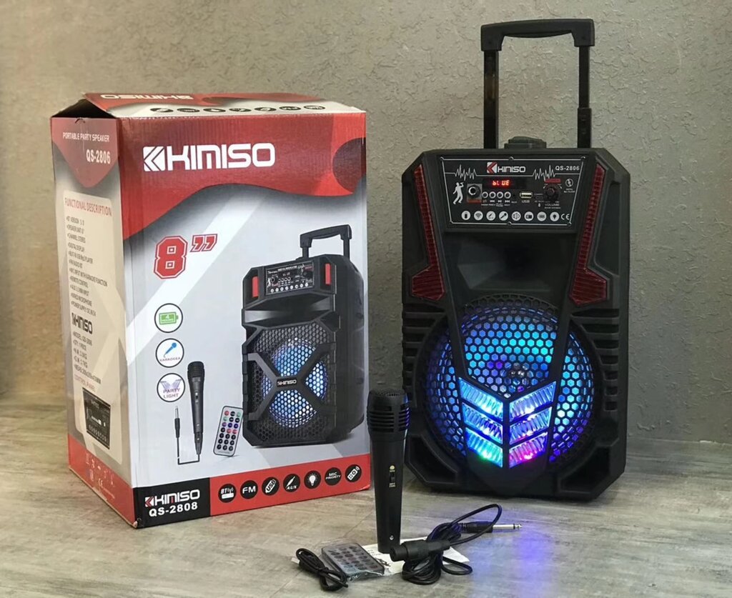 Колонка портативна акустична KIMISO QS-2808 BT (8"BASS), Блютуз колонка, Колонка для музики від компанії Show Market - фото 1