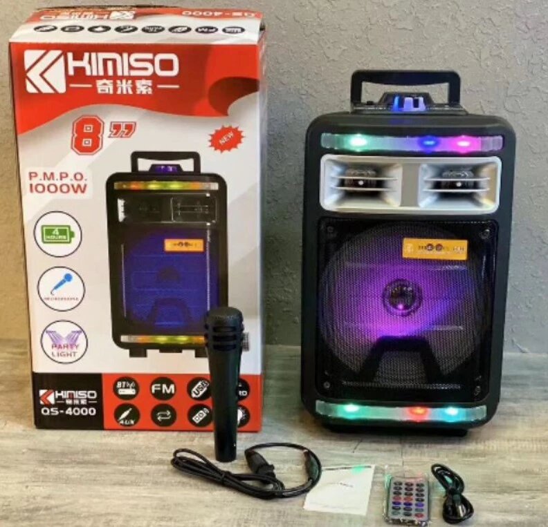 Колонка портативна акустична KIMISO QS-4000 BT (8"BASS), Блютуз колонка, Колонка для музики від компанії Show Market - фото 1