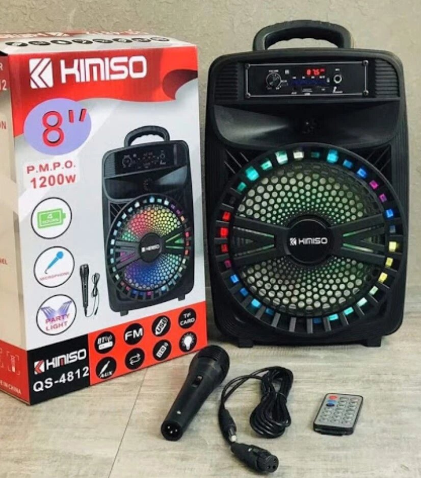 Колонка портативна акустична KIMISO QS-4812 BT (8"BASS), Блютуз колонка, Колонка для музики від компанії Show Market - фото 1