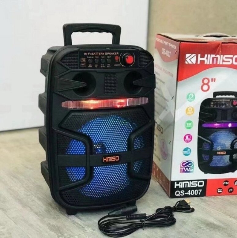 Колонка з мікрофоном Kimiso QS-4007 BT (8"BASS/1000W), Bluetooth акустика, Колонка-валіза від компанії Show Market - фото 1