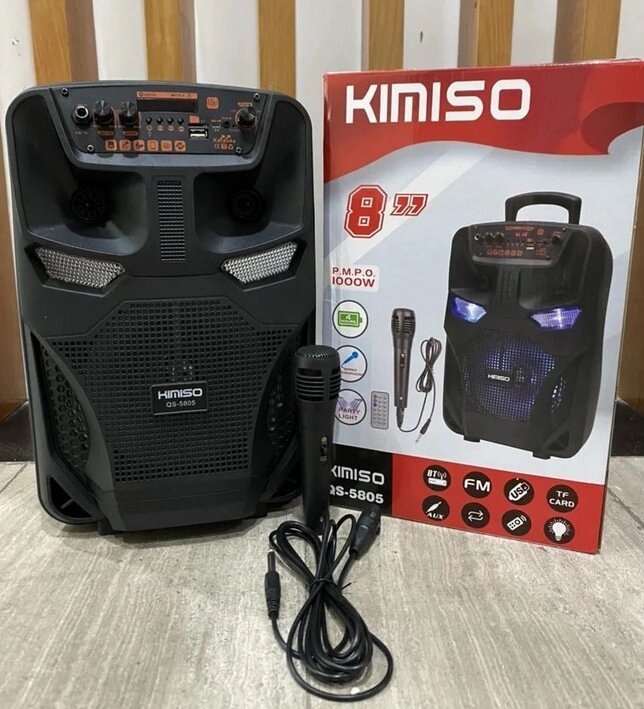 Колонка з мікрофоном Kimiso QS-5805 BT (8"BASS/1000W), Bluetooth акустика, Колонка-валіза від компанії Show Market - фото 1