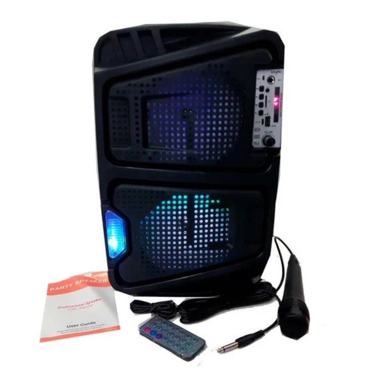 Колонка з мікрофоном Kimiso QS-6565 BT (6.5"BASS*2/1000W/LED підсвічування), Bluetooth акустика, Колонка-валіза від компанії Show Market - фото 1