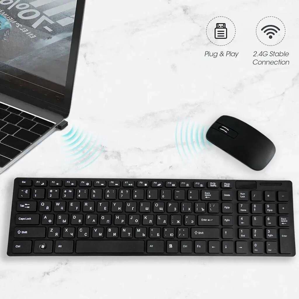 Комплект клавіатура Keyboard і мишка Wireless K-06 від компанії Show Market - фото 1