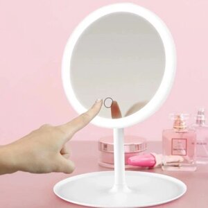 Косметичне дзеркало з LED підсвічуванням, вбудованим акумулятором БІЛЕ | Дзеркало для макіяжу