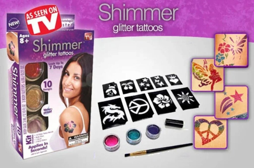 Набір для тимчасового гліттер-тату Shimmer Glitter Tattoo, Тимчасові тату для дітей від компанії Show Market - фото 1