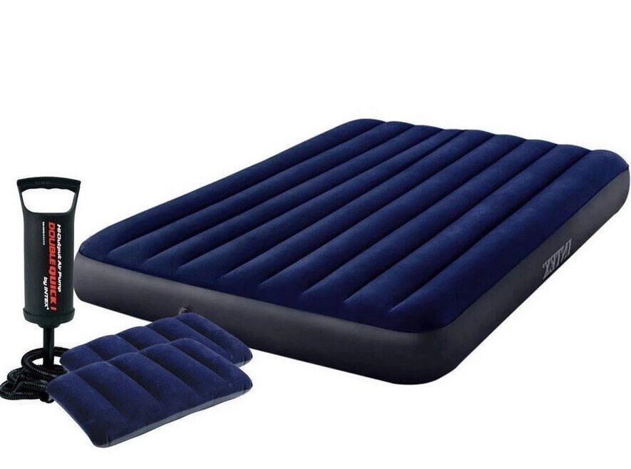 Надувний матрац Classic Downy Airbed Fiber-Tech, 152х203х25см з подушками і насосом 64765 від компанії Show Market - фото 1