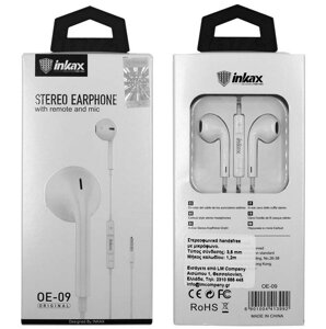 Навушники INKAX OE-09 дротові | Навушники вакуумні | Гарнітури для смартфона