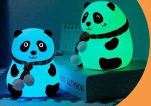 Нічник-світильник силіконовий на акумуляторі з різними кольорами підсвічування Панда | Лампа-нічник