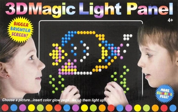 Оптична мозаїка з підсвіткою 3D Magic Light Panel 888 набір із 180 різнобарвних фішок і планшета від компанії Show Market - фото 1