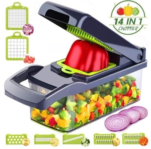 Овочерізка-подрібнювач Veggie Slicer 14 в 1, Ручний комбайн для нарізки і шинкування продуктів від компанії Show Market - фото 1