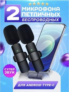 Петличний мікрофон бездротовий для смартфона (2 мікрофони) TYPE-C K9, Подвійний мікрофон