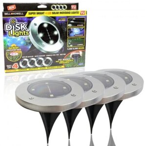 Вуличний світильник на сонячній батареї Bell Howell Disk lights (4 led), Ліхтар садовий від сонця