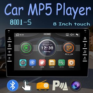 Стерео-магнітола Car stereo 8001-S MP5 , Магнітола в автомобіль 1 Din із сенсорним екраном і bluetooth