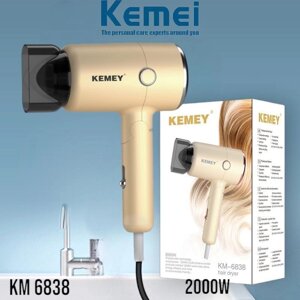 Фен для укладання Волосся KEMEI KM-6838 2000 Вт Дорожній Складаний, Стильна Причіска за кілька Мінут