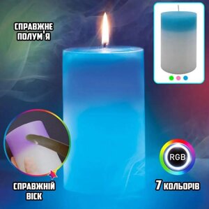 Воскова декоративна свічка Mood Magic зі справжнім полум'ям і LED-підсвіткою, Новорічна свічка