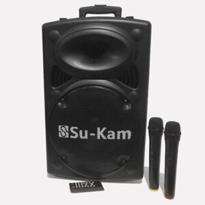 Активна акустична колонка Su-Kam BT120D/212D + 2 бездротових мікрофона, Колонка-валіза