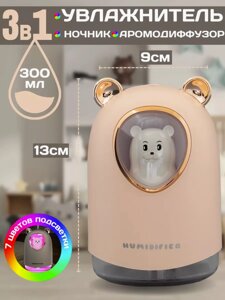 Зволожувач повітря Ведмедик з підсвіткою Humidifier H20 ART: 8023, Зволожувач-аромадифузор для дому