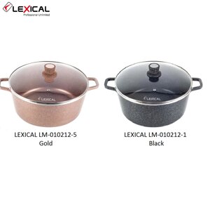 Каструля LEXICAL LM-010212 (Black, Golden), Каструля з антипригарним покриттям