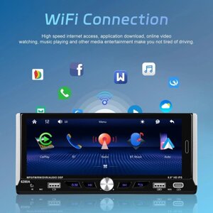 Універсальна автомагнітола 1din 6.9 GPS Wi-Fi USB SD Bluetooth Android 2/32Gb 6280A, Магнітофон у машину